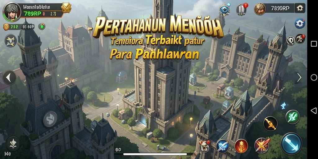 Screenshot 789RP dengan tampilan menara yang penuh aksi dalam pertahanan.