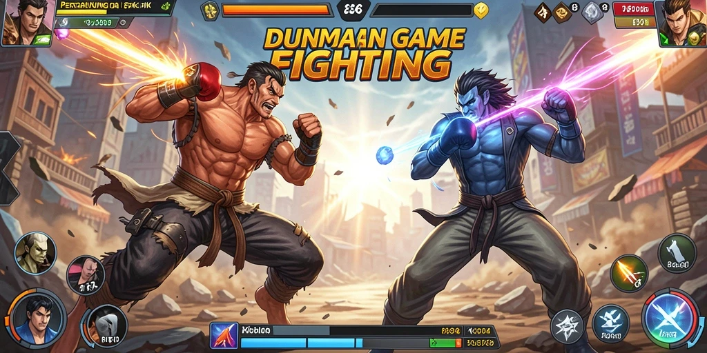 Tangkapan layar menampilkan pertarungan dinamis dalam game Fighting.