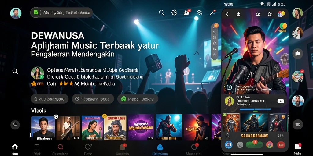 Tampilan antarmuka DEWANUSA dengan berbagai pilihan lagu yang menarik.