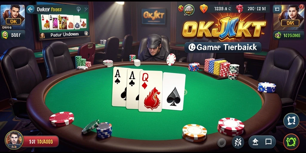 Screenshot utama OKJKT menampilkan pemain yang sedang asyik bermain Poker.