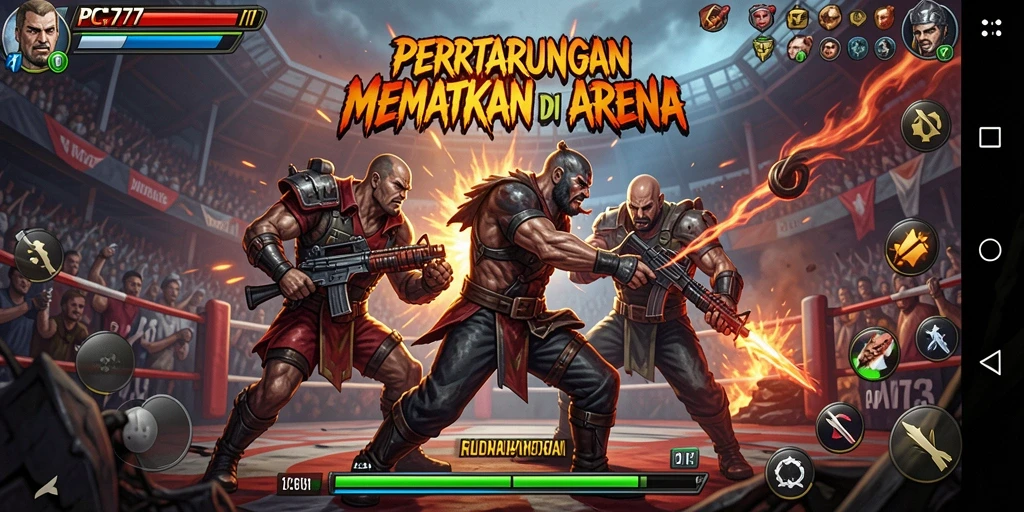 Tampilan gameplay PC777 yang seru dan menegangkan saat bertarung.
