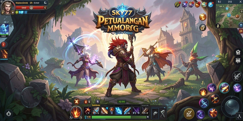 Tampilan permainan <strong>SKY77</strong> yang epik dan menakjubkan dalam MMORPG.